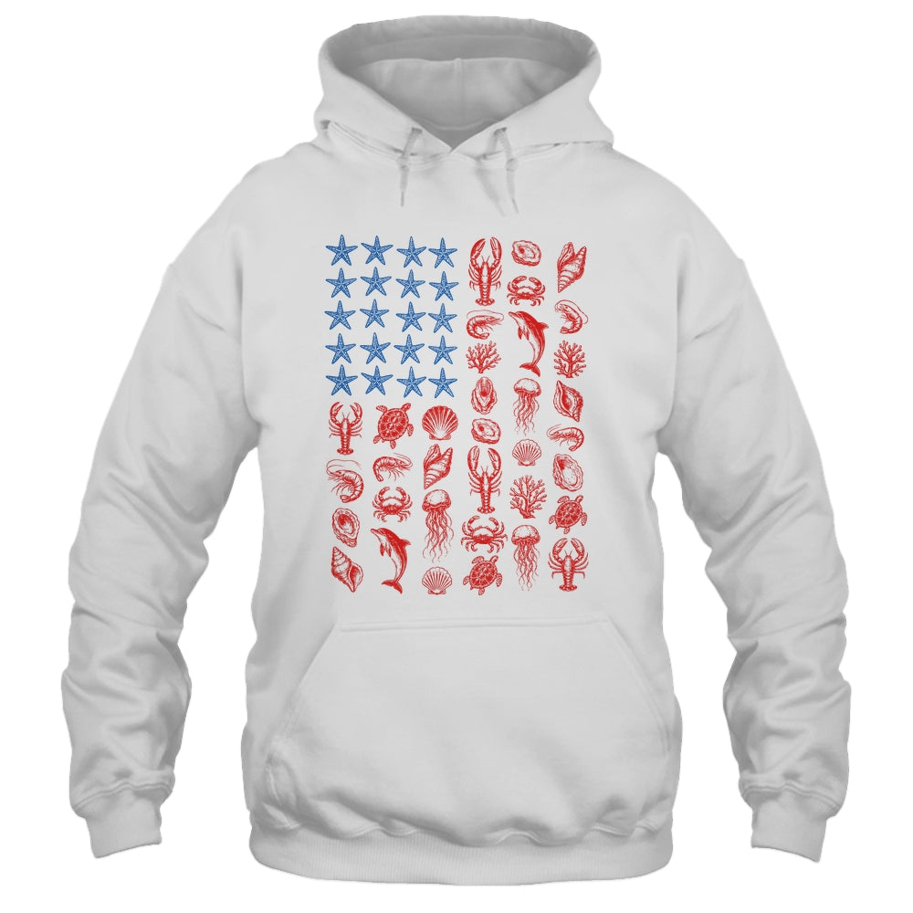 Seashell USA Flag 4Th Of July Men Women Kids Summer Coastal Shirt & Tank Top | teecentury