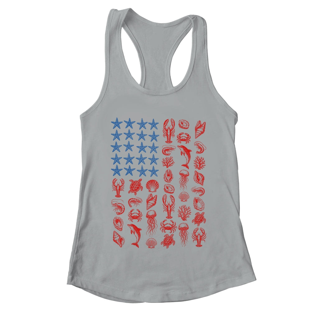 Seashell USA Flag 4Th Of July Men Women Kids Summer Coastal Shirt & Tank Top | teecentury