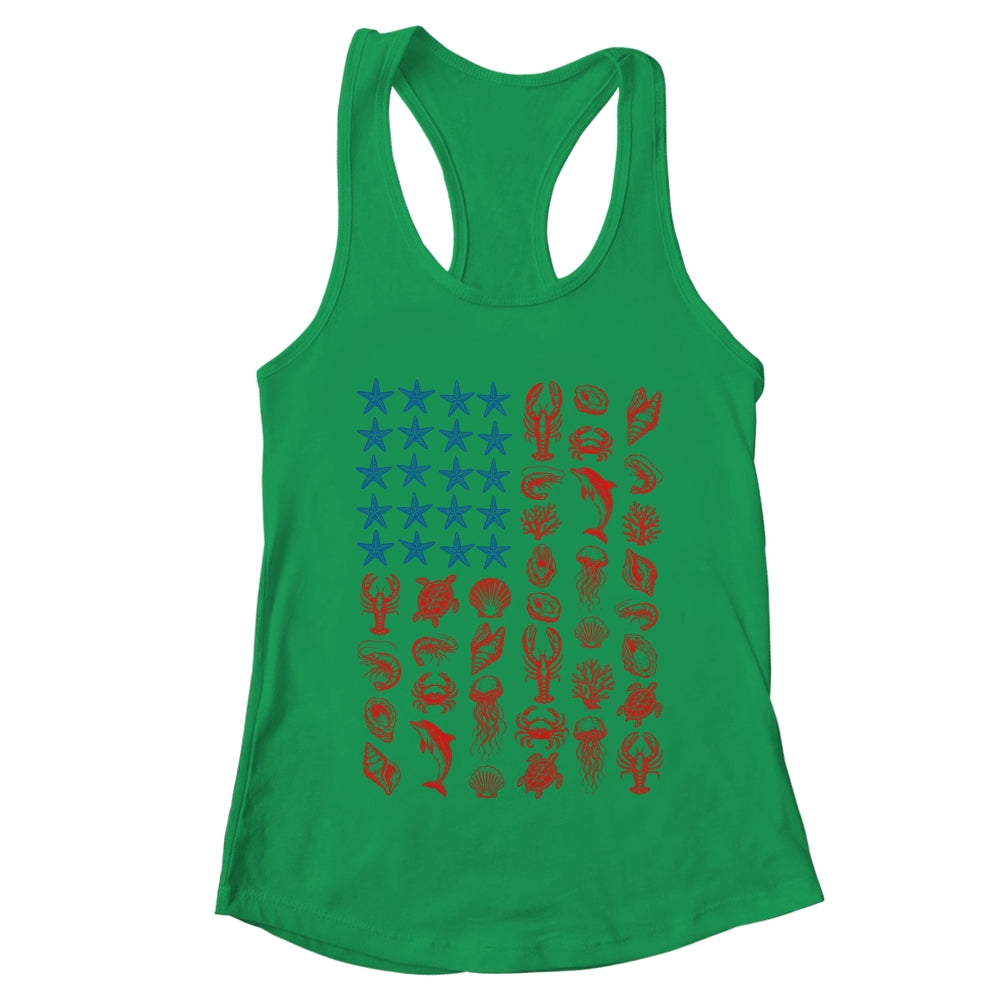 Seashell USA Flag 4Th Of July Men Women Kids Summer Coastal Shirt & Tank Top | teecentury
