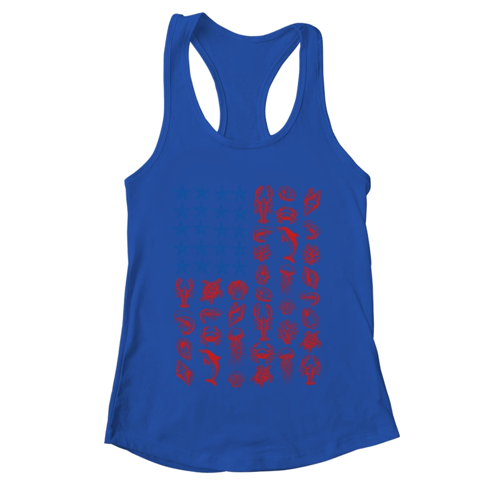 Seashell USA Flag 4Th Of July Men Women Kids Summer Coastal Shirt & Tank Top | teecentury