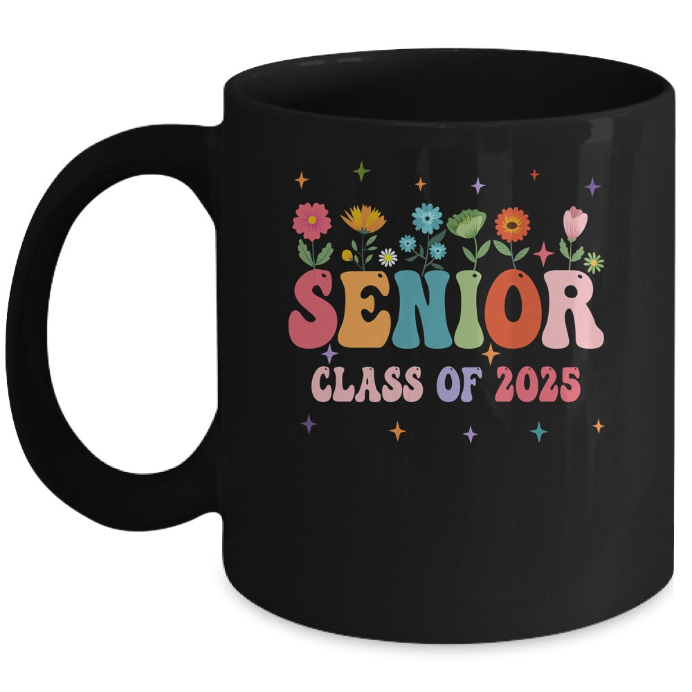 Senior 2025 Groovy Retro Flower Class Of 2025 Graduation Mug | teecentury