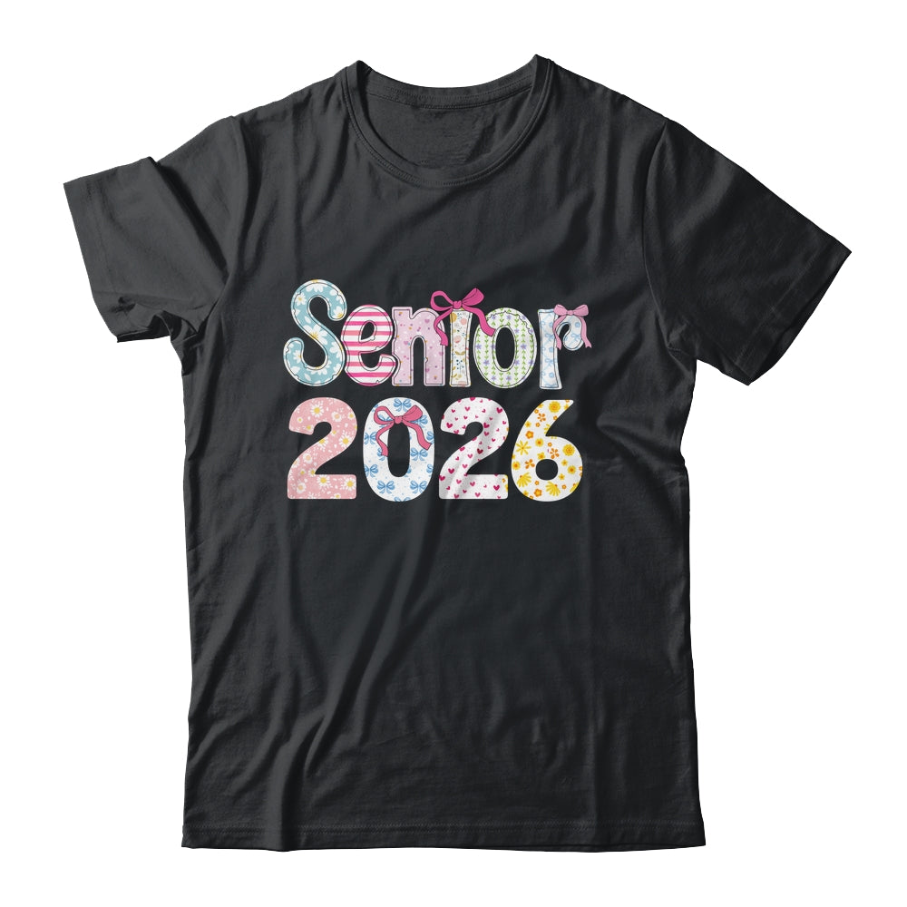 Senior 2026 Pastel Floral Class Of 2026 Girls Coquette Bow Shirt & Hoodie | teecentury