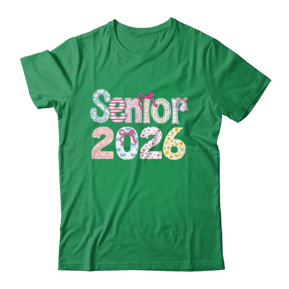 Senior 2026 Pastel Floral Class Of 2026 Girls Coquette Bow Shirt & Hoodie | teecentury