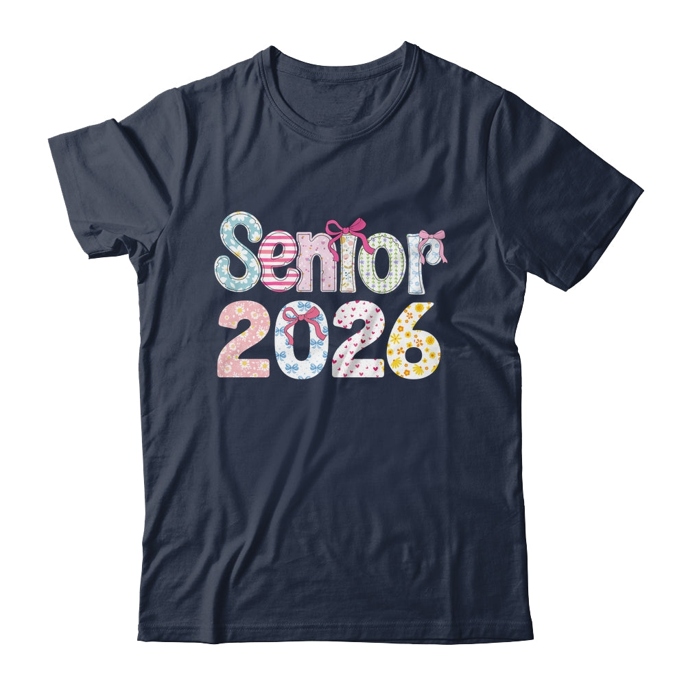 Senior 2026 Pastel Floral Class Of 2026 Girls Coquette Bow Shirt & Hoodie | teecentury