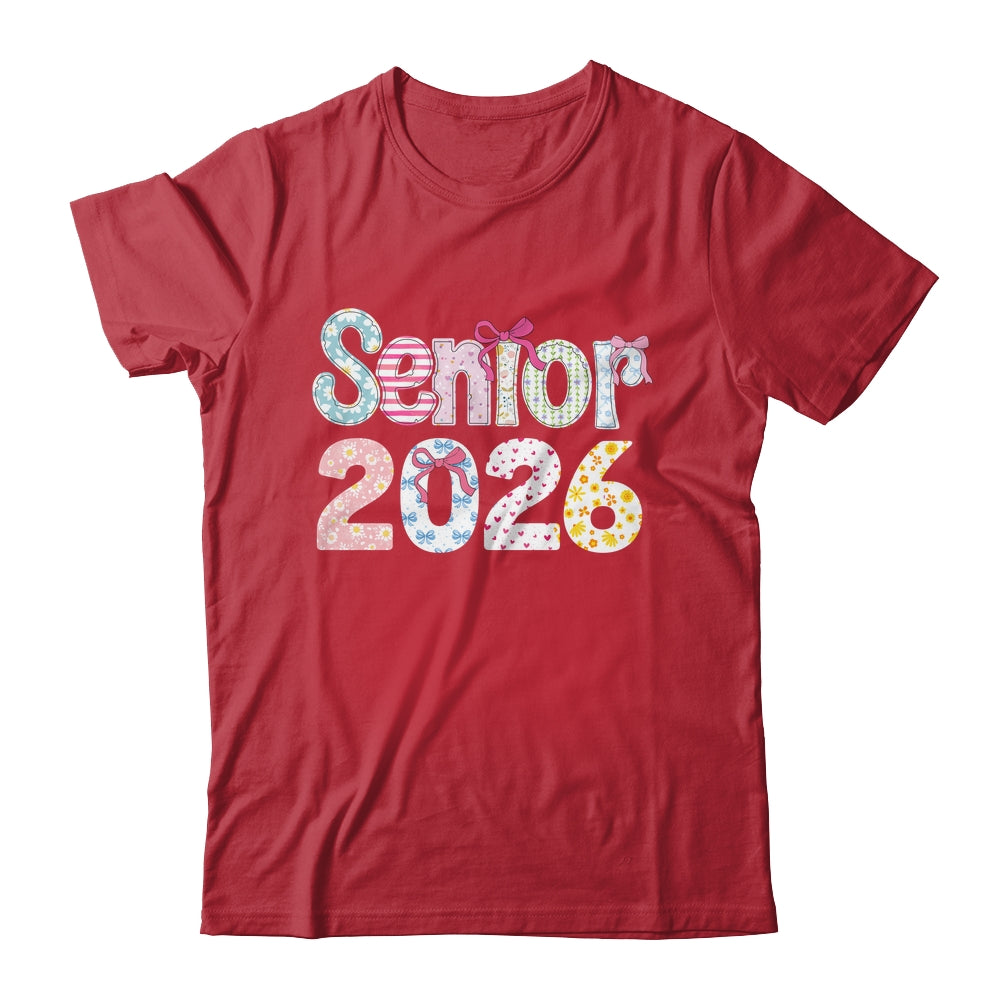 Senior 2026 Pastel Floral Class Of 2026 Girls Coquette Bow Shirt & Hoodie | teecentury