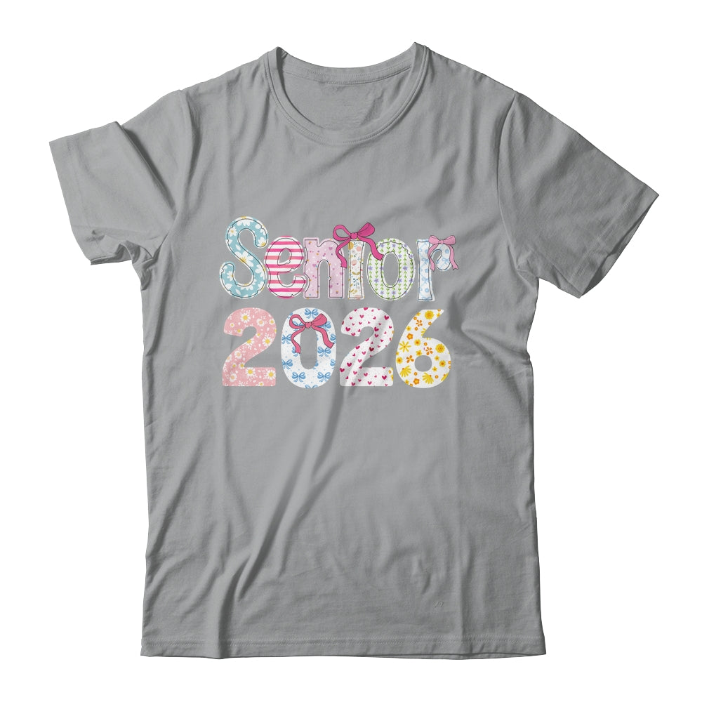 Senior 2026 Pastel Floral Class Of 2026 Girls Coquette Bow Shirt & Hoodie | teecentury