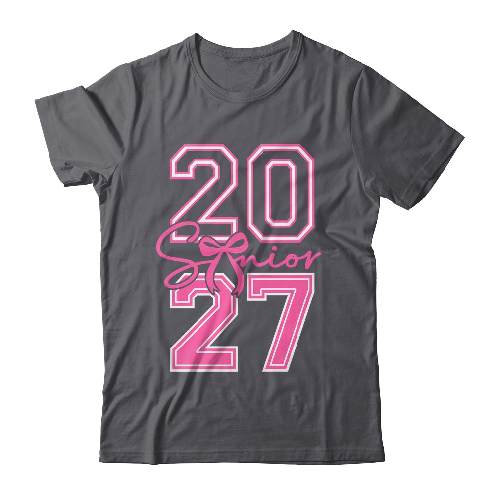 Senior 2027 Class Of 2027 Coquette Pink Bow Graduation Girl Shirt & Hoodie | teecentury