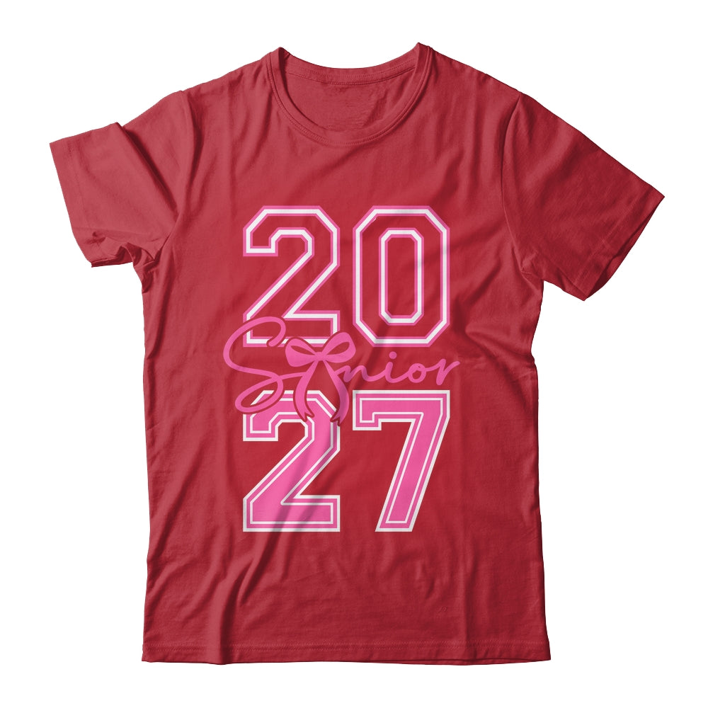 Senior 2027 Class Of 2027 Coquette Pink Bow Graduation Girl Shirt & Hoodie | teecentury