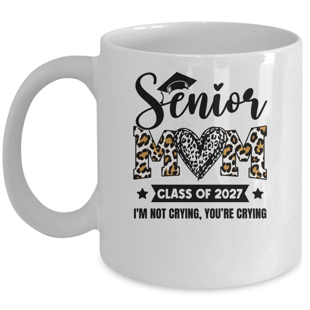 Senior Mom 2027 Class Of 2027 I'm Not Crying Leopard Heart Mug | teecentury
