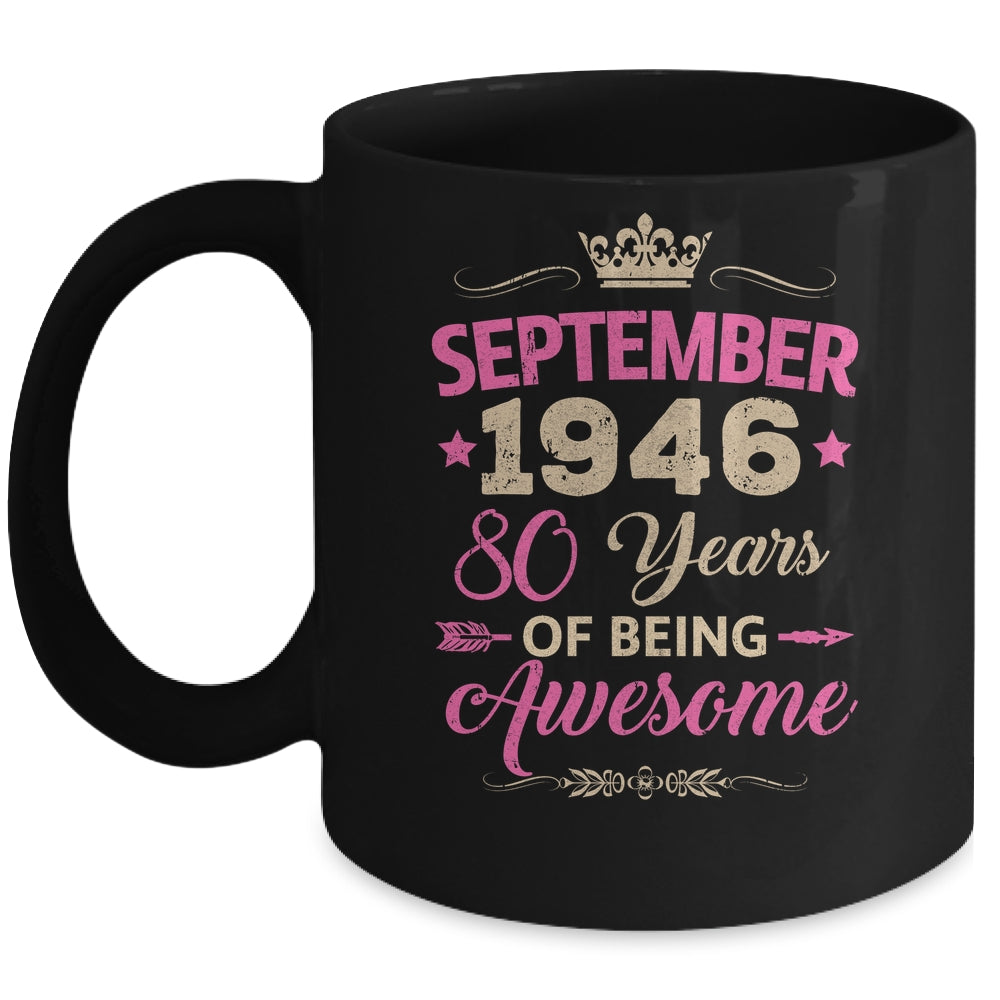 September 1946 80 Years Of Being Awesome Retro 80th Birthday Mug | teecentury