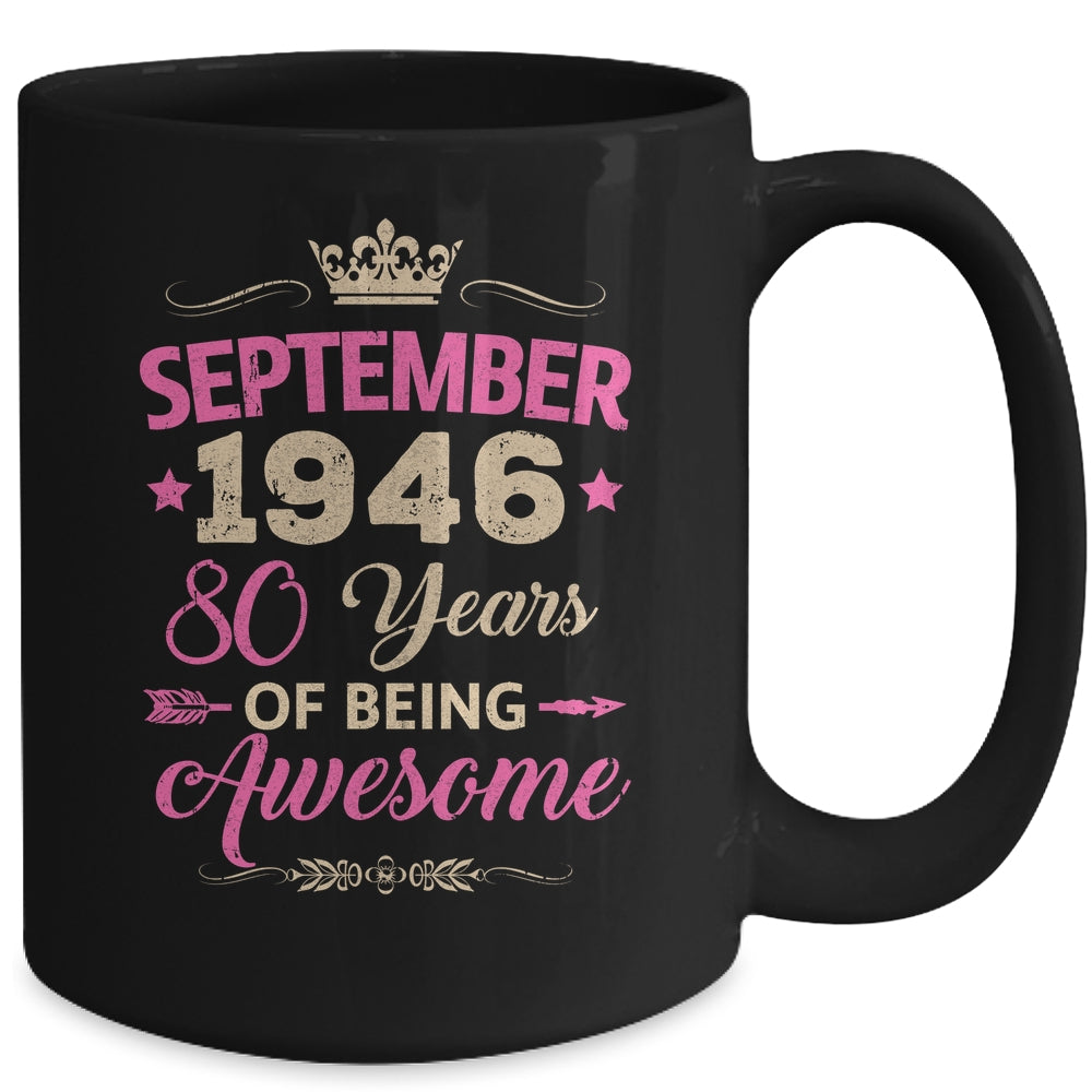 September 1946 80 Years Of Being Awesome Retro 80th Birthday Mug | teecentury