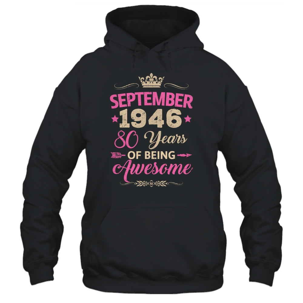 September 1946 80 Years Of Being Awesome Retro 80th Birthday Shirt & Tank Top | teecentury