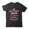 September 1949 75 Years Of Being Awesome Retro 75th Birthday Shirt & Tank Top | teecentury