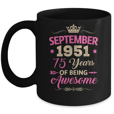 September 1951 75 Years Of Being Awesome Retro 75th Birthday Mug | teecentury