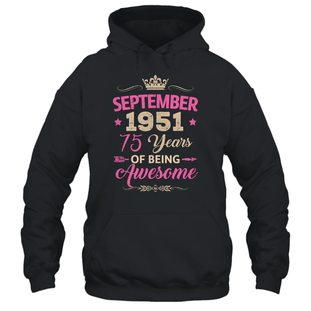 September 1951 75 Years Of Being Awesome Retro 75th Birthday Shirt & Tank Top | teecentury