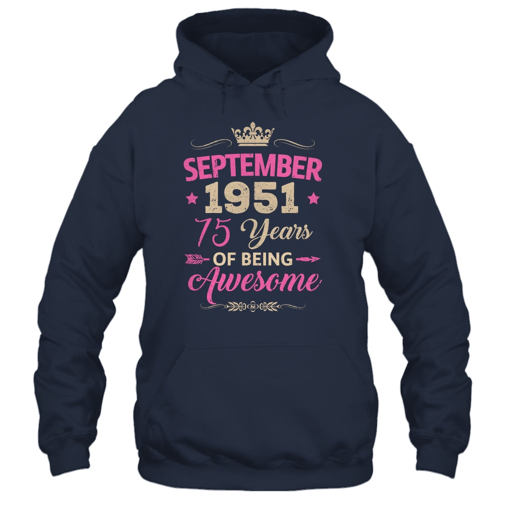 September 1951 75 Years Of Being Awesome Retro 75th Birthday Shirt & Tank Top | teecentury
