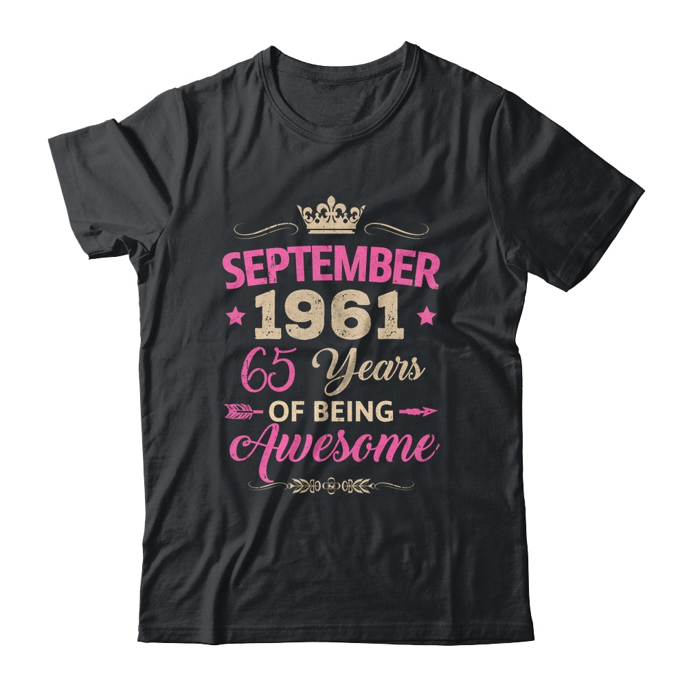 September 1961 65 Years Of Being Awesome Retro 65th Birthday Shirt & Tank Top | teecentury