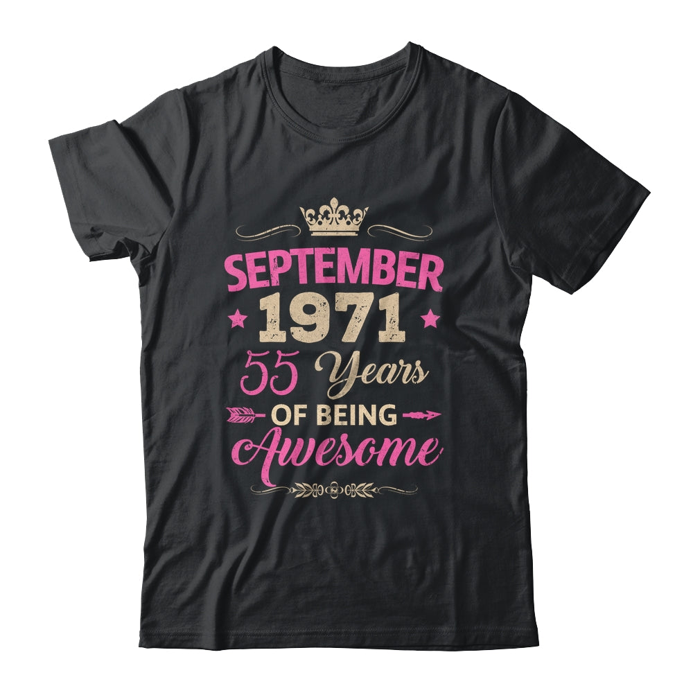 September 1971 55 Years Of Being Awesome Retro 55th Birthday Shirt & Tank Top | teecentury
