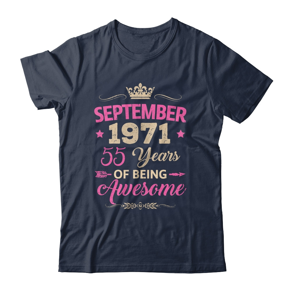 September 1971 55 Years Of Being Awesome Retro 55th Birthday Shirt & Tank Top | teecentury