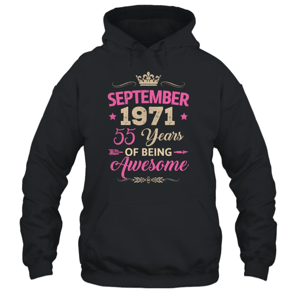 September 1971 55 Years Of Being Awesome Retro 55th Birthday Shirt & Tank Top | teecentury