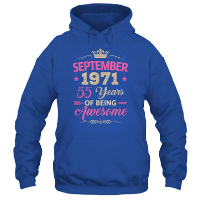 September 1971 55 Years Of Being Awesome Retro 55th Birthday Shirt & Tank Top | teecentury