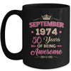 September 1974 50 Years Of Being Awesome Retro 50th Birthday Mug | teecentury
