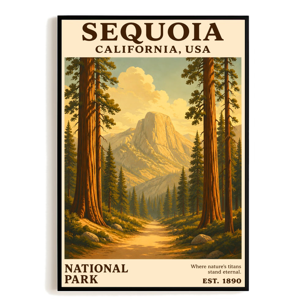 Sequoia National Park California Travel Gift Poster Vintage Forest Landscape Wall Art Print Nature Lovers Souvenir Home Office Living Room Bedroom Decor Unframed | teecentury