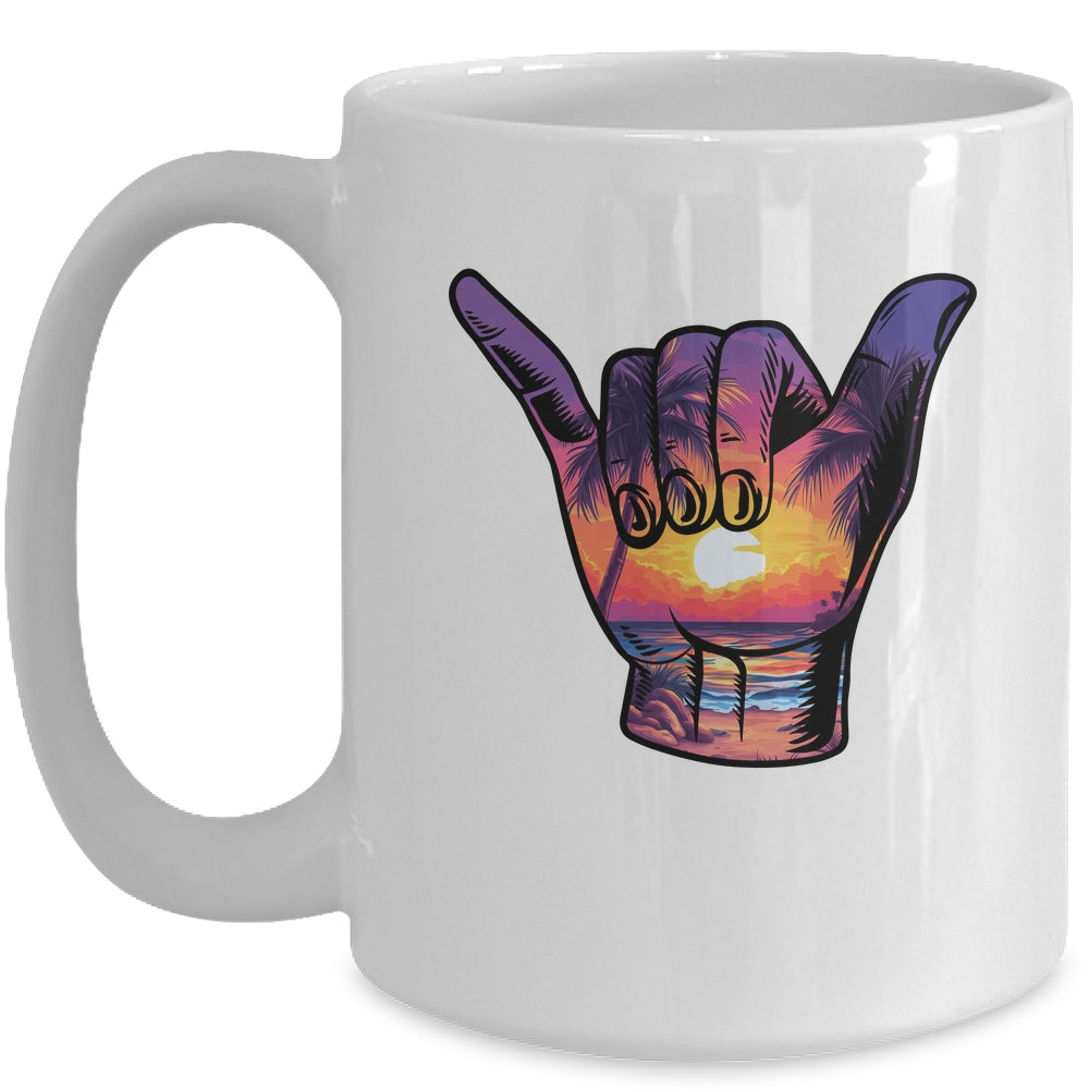 Shaka Hand Sign Aloha Surfing Surf Summer Vacation Beach Mug | teecentury