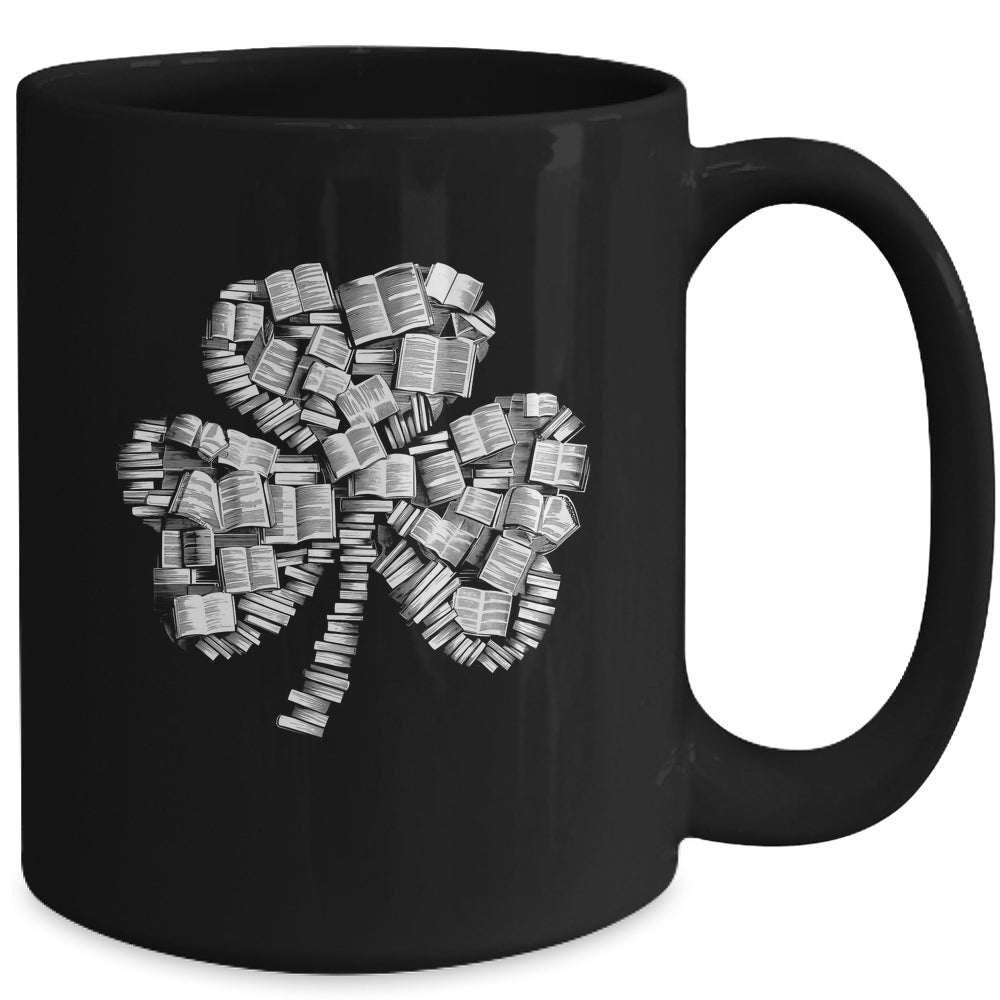 Shamrock Books Green St. Patrick's Day Bookworm Librarian Mug | teecentury
