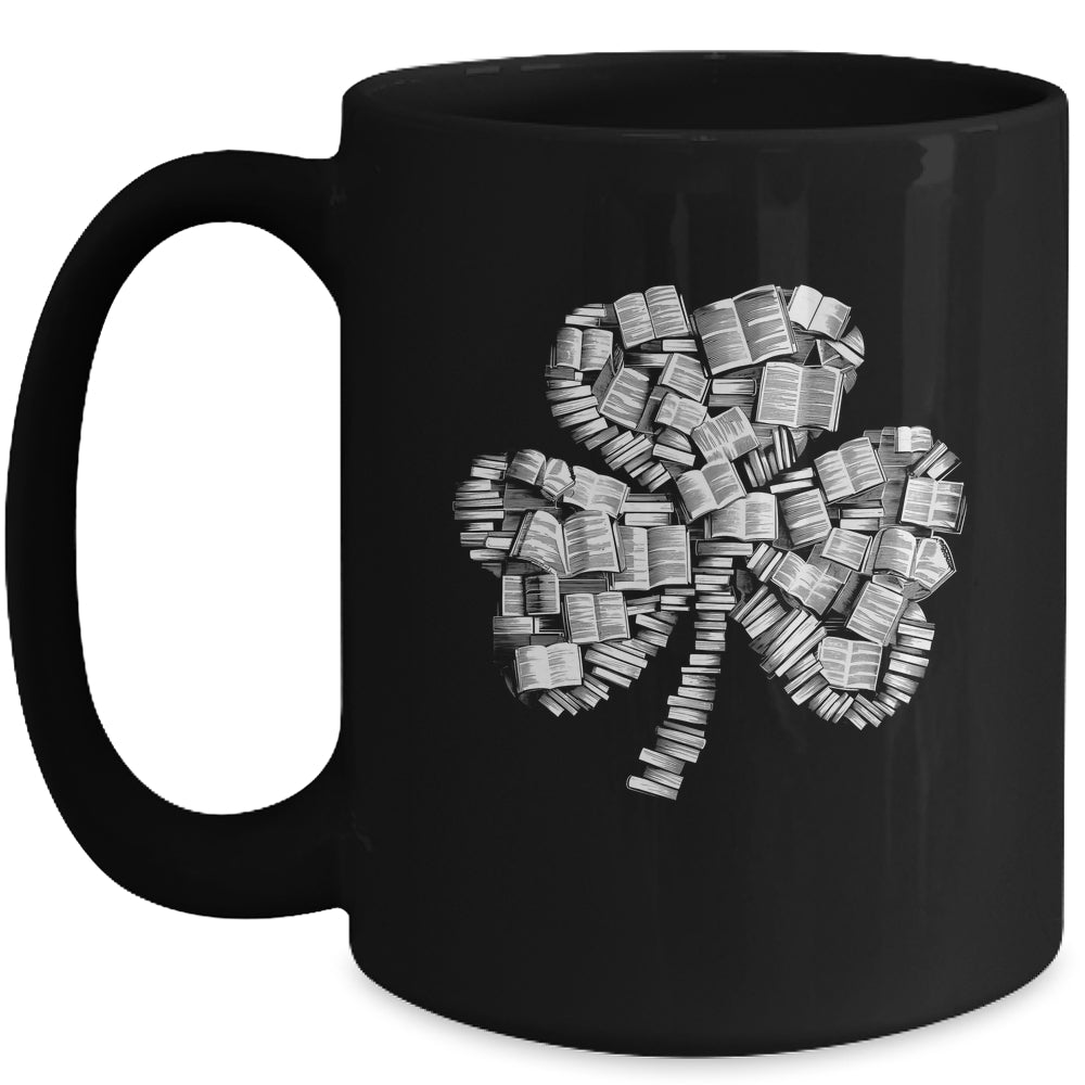 Shamrock Books Green St. Patrick's Day Bookworm Librarian Mug | teecentury