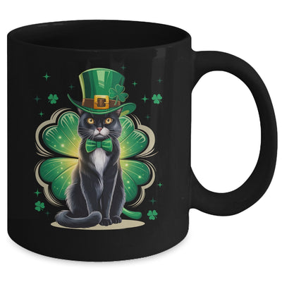 Shamrock Cat Black St Patricks Day Irish Cat Lovers Mug | teecentury