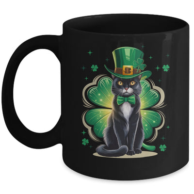 Shamrock Cat Black St Patricks Day Irish Cat Lovers Mug | teecentury