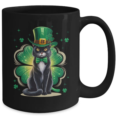 Shamrock Cat Black St Patricks Day Irish Cat Lovers Mug | teecentury