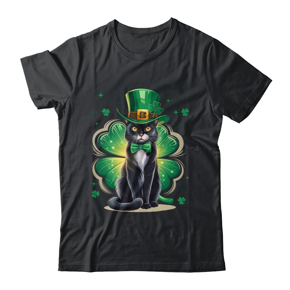 Shamrock Cat Black St Patricks Day Irish Cat Lovers Shirt & Hoodie | teecentury