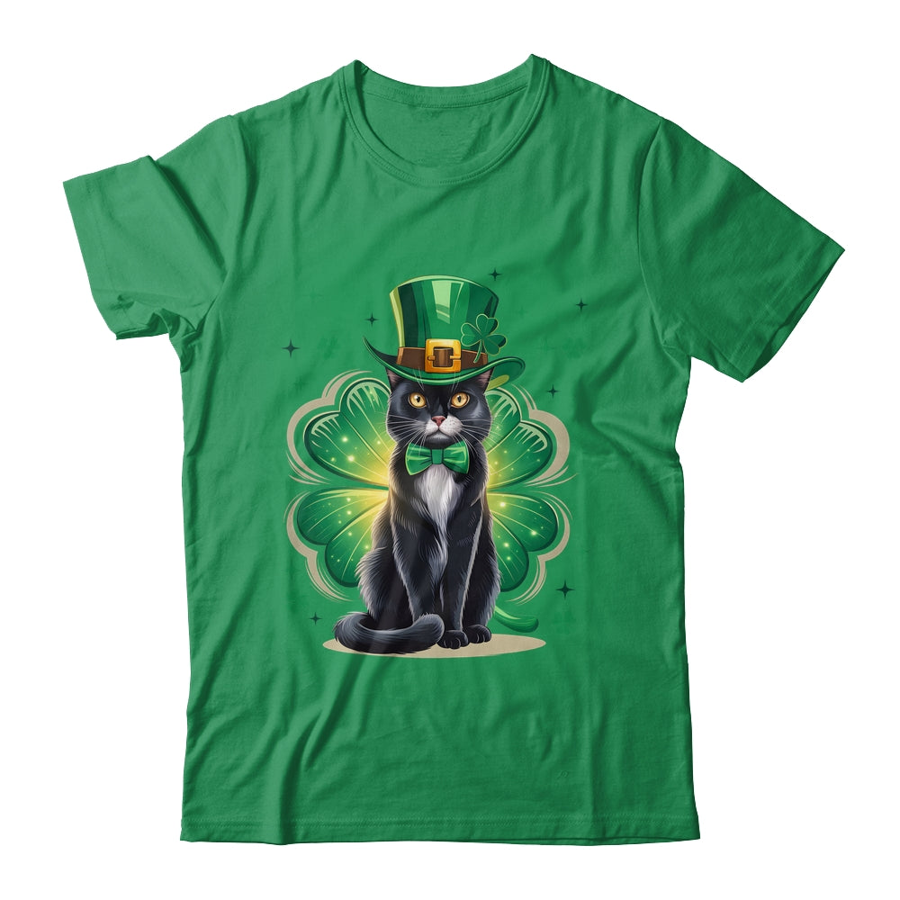 Shamrock Cat Black St Patricks Day Irish Cat Lovers Shirt & Hoodie | teecentury