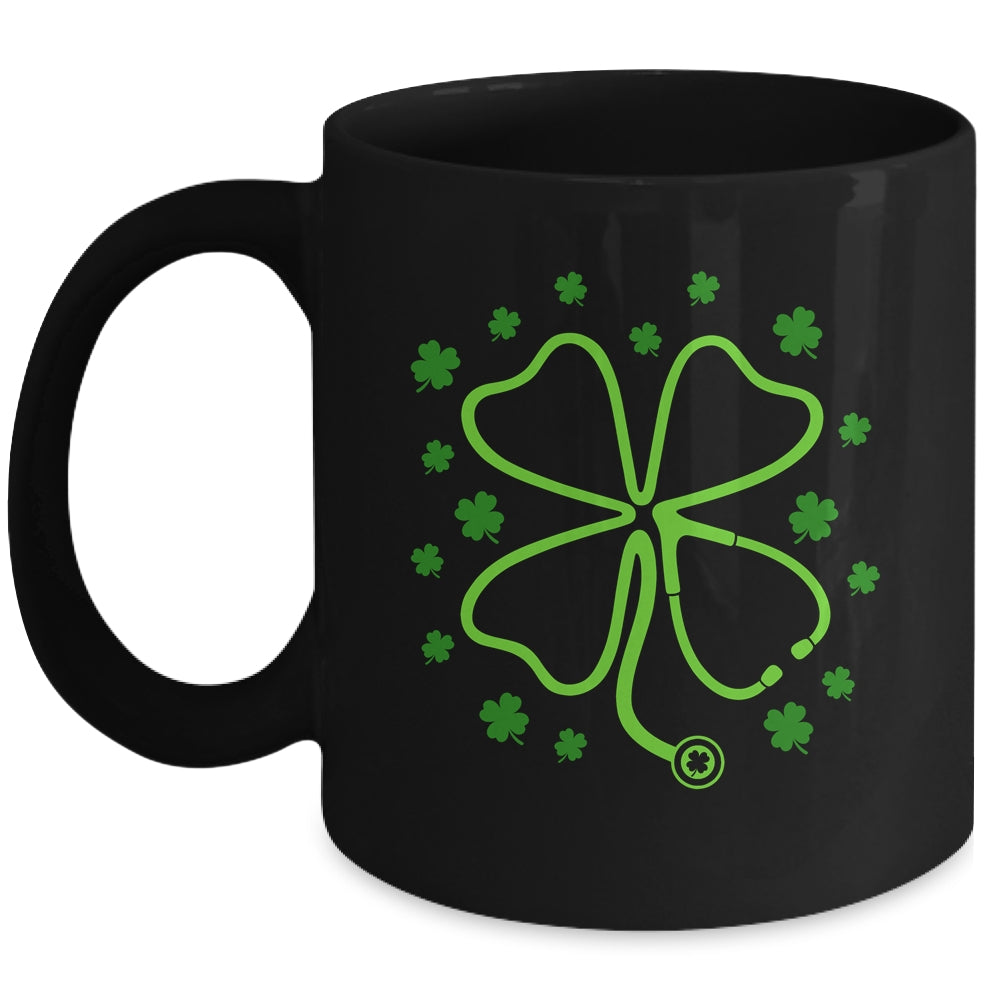 Shamrock Stethoscope Scrub Nurse St Patricks Day RN Women Mug | teecentury