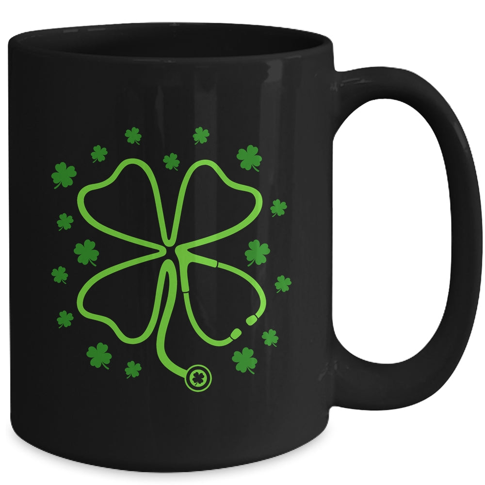 Shamrock Stethoscope Scrub Nurse St Patricks Day RN Women Mug | teecentury
