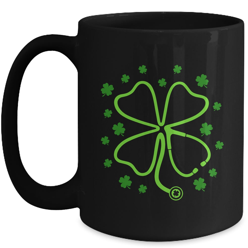 Shamrock Stethoscope Scrub Nurse St Patricks Day RN Women Mug | teecentury