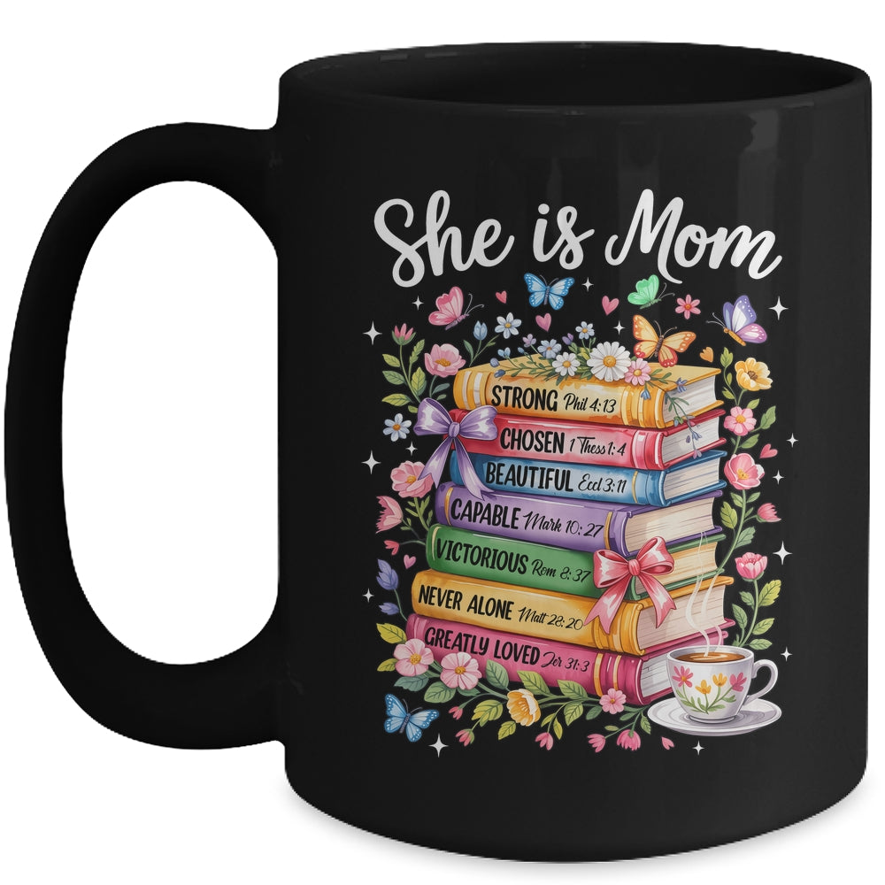 She Is Mom Christian Mama Bible Verse Mother's Day Women Mug | teecentury