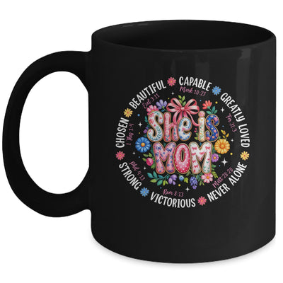 She Is Mom Christian Mom Coquette Faith Bible Mothers Day Mug | teecentury