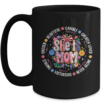 She Is Mom Christian Mom Coquette Faith Bible Mothers Day Mug | teecentury