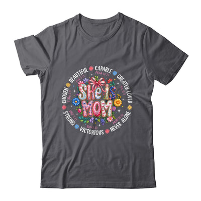 She Is Mom Christian Mom Coquette Faith Bible Mothers Day Shirt & Hoodie | teecentury