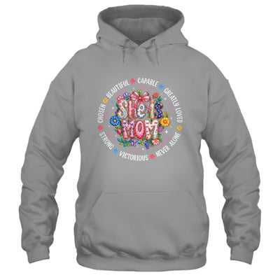 She Is Mom Christian Mom Coquette Faith Bible Mothers Day Shirt & Hoodie | teecentury