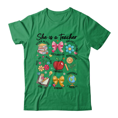 She Is Teacher Mom Christian Bible Verses Floral Mothers Day Shirt & Sweatshirt | teecentury