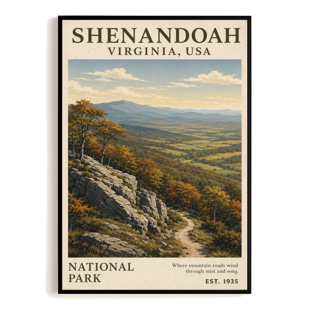 Shenandoah National Park Virginia Gifts Travel Poster Vintage Landscape Decor For Nature Lovers Hiking Adventure Souvenir Ideal For Home Living Room Office Unframed | teecentury