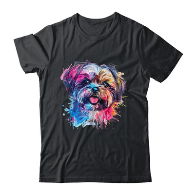 Shih Tzu Mom Lover Puppy Dog Watercolor Tie Dye Painting Shirt & Tank Top | teecentury
