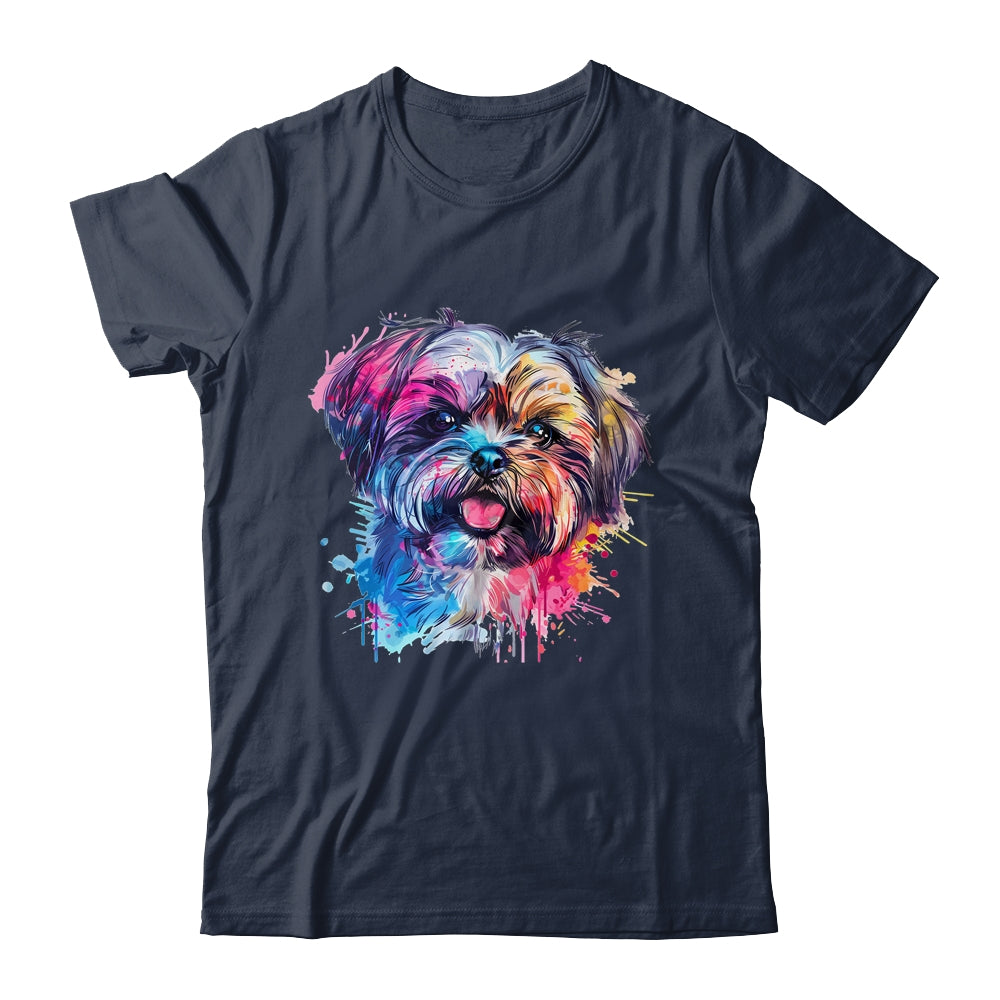 Shih Tzu Mom Lover Puppy Dog Watercolor Tie Dye Painting Shirt & Tank Top | teecentury
