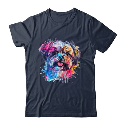 Shih Tzu Mom Lover Puppy Dog Watercolor Tie Dye Painting Shirt & Tank Top | teecentury
