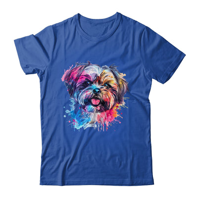 Shih Tzu Mom Lover Puppy Dog Watercolor Tie Dye Painting Shirt & Tank Top | teecentury