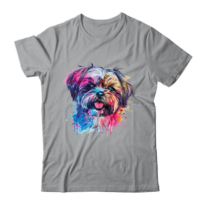 Shih Tzu Mom Lover Puppy Dog Watercolor Tie Dye Painting Shirt & Tank Top | teecentury